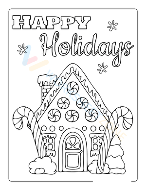Gingerbread House Happy Holidays Coloring