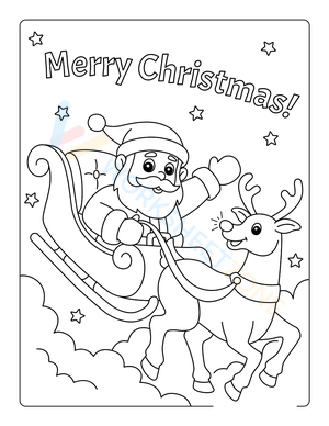 Merry Christmas with Santa Coloring Page