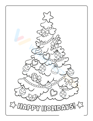 Christmas Tree Happy Holidays Coloring
