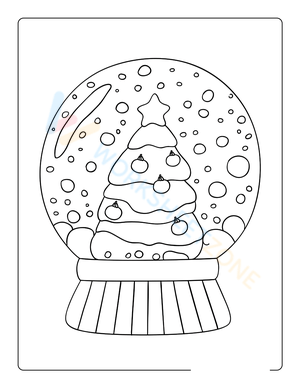 Christmas Tree in Snowglobe Coloring Page