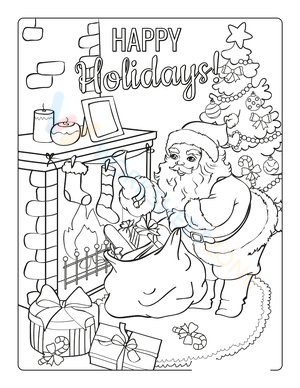 Happy Holidays: Christmas Eve Coloring Page