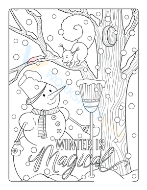 Winter Scene: Snowman Coloring Page