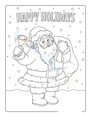 Santa Claus with Ringing Bell Coloring Page