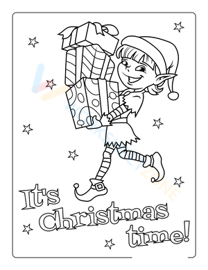 It's Christmas Time with Elf Coloring Page