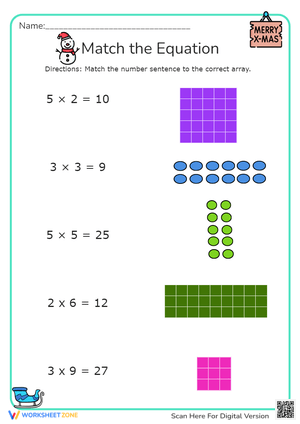 Match Equations to Arrays: Multiplication Practice Worksheet