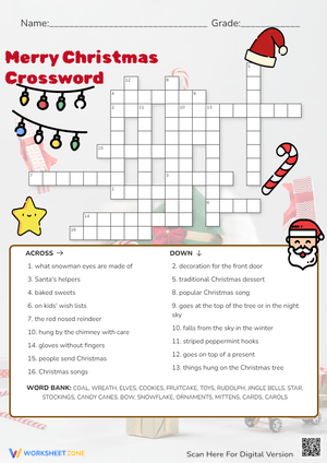 Merry Christmas Crossword Puzzle - Holiday Vocabulary Fun!