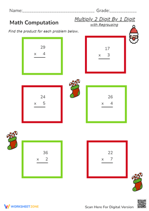 Multiply 2 By 1 With Regrouping