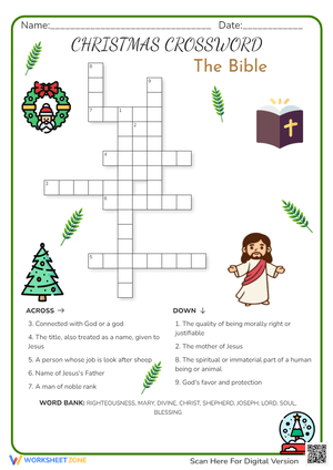 Christmas Bible Crossword Puzzle Fun