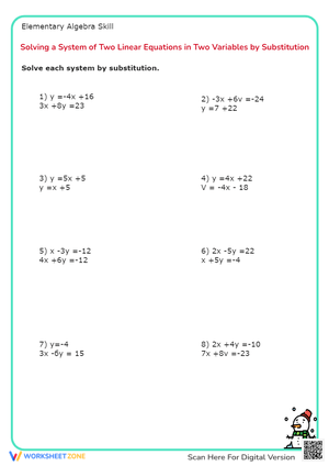 Solve Systems of Equations by Substitution - Algebra Practice