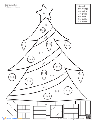 Christmas Tree Color by Number Worksheet