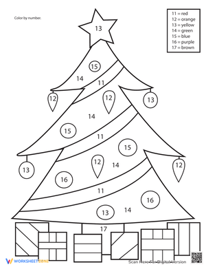 Festive Christmas Tree Color by Number