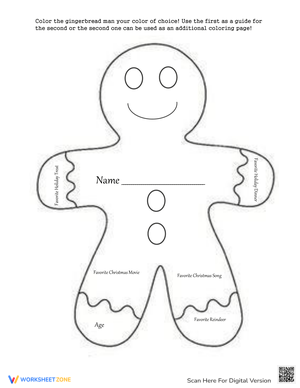 All About Me: Gingerbread Man Worksheet