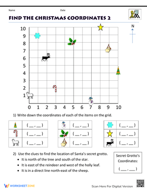 Christmas Coordinate Plane Worksheet | Grade 3 Essential