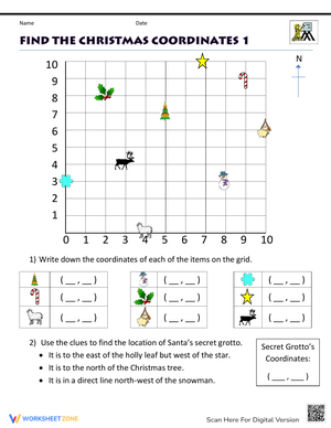Christmas Coordinate Plane Worksheet | Grade 3 Essential