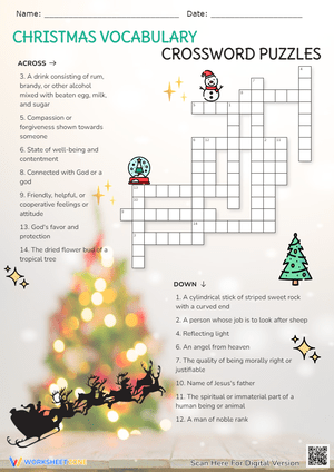 Christmas Vocabulary Crossword Puzzle - Holiday Word Fun!