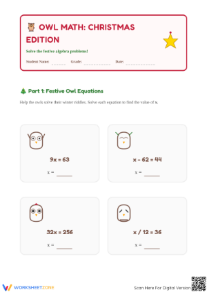 Printable Solving Equations Worksheet | Grade 5 Math
