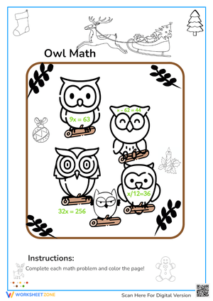 Owl Math: Solve For X