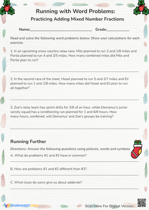 Adding Mixed Number Fractions Word Problems