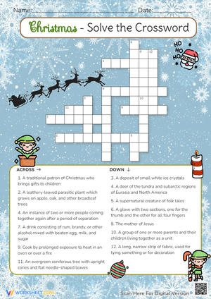 Christmas Crossword Puzzle - Holiday Vocabulary Fun for Grades 3-5