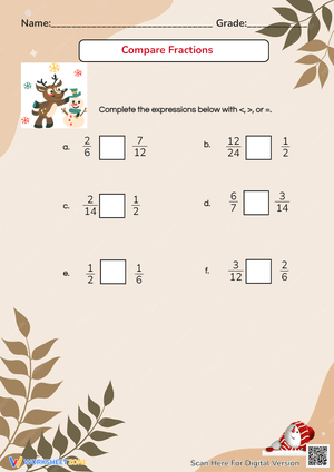 Compare Fractions Worksheet – Holiday Theme