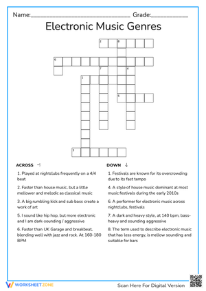 Electronic Music Genres - Crossword