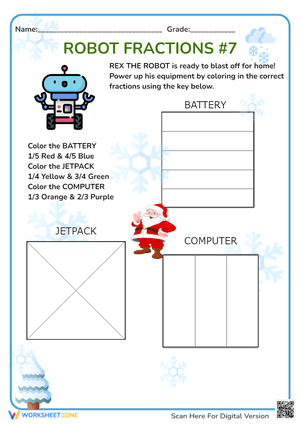 Robot Fractions Learning Worksheet