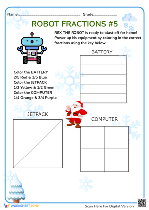 Engaging Robot Fractions Worksheet