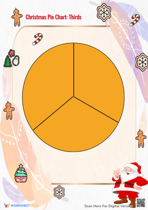 Christmas Fractions: Pie Chart Thirds - Festive Math Fun!