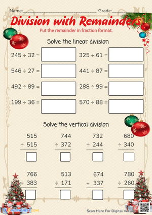 Holiday Math: Division With Remainders 
