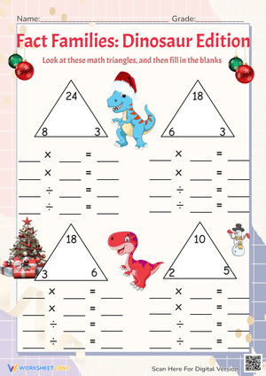 Dinosaur Fact Families: Multiplication & Division Math Triangles