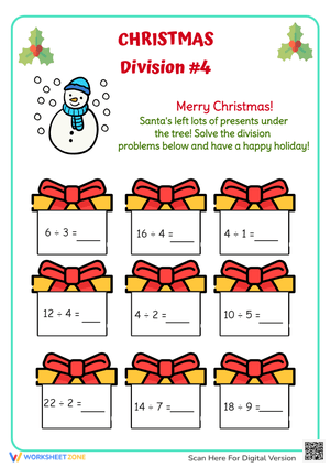 Festive Christmas Division Worksheet