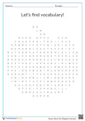 Vocabulary Word Search