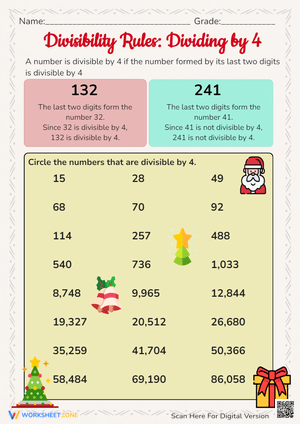 Practice Divisibility Rules: Dividing by 4