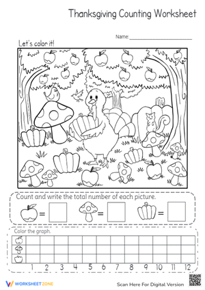 Thanksgiving Counting Worksheet