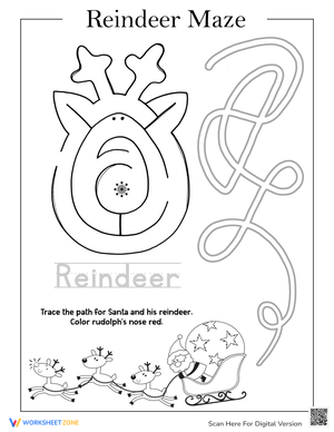 Preschool Reindeer Maze: Holiday Fun