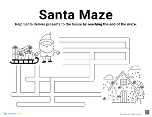 Printable Santa Maze: Holiday Fun