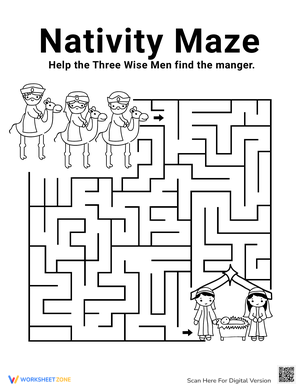 Nativity Scene Maze: Christmas Fun