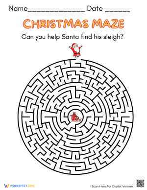 Fun Christmas Maze Activity Worksheet