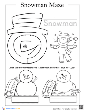 Easy Snowman Maze: Winter Holiday Fun