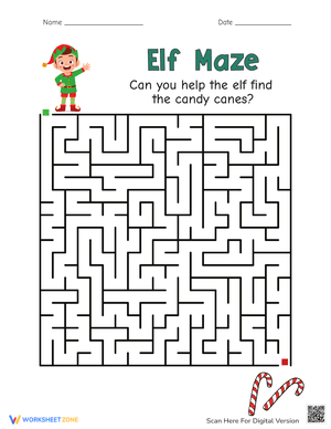 Elf Maze Printable: Festive Fun