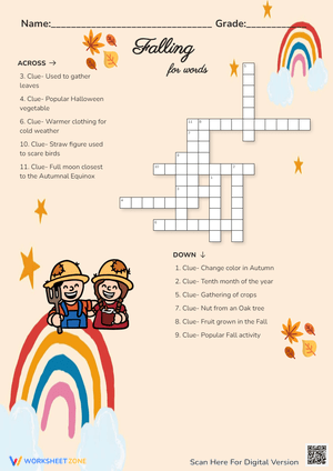 Autumn Vocabulary Word Search Puzzle