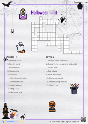Halloween Crossword Puzzle - Vocabulary Fun for Grades 2-5
