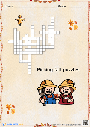 Autumn Vocabulary Crossword Puzzle