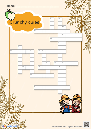 Fall Harvest Crossword Puzzle - 'Crunchy Clues' for Grades 1-3