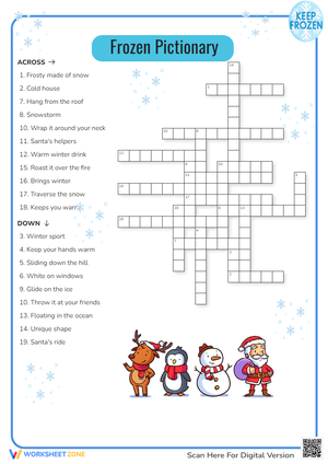 Winter Holiday Crossword Puzzle - Fun Pictionary Game!