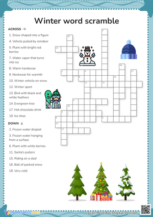 Winter Word Scramble Puzzle - Holiday Vocabulary Fun!