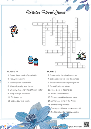 Winter Fun Crossword Puzzle - Holiday Vocabulary Game