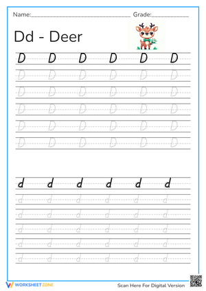 Deer-lightful Letter D Handwriting Practice