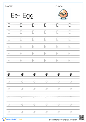 Learn to Write the Letter E - Egg Theme