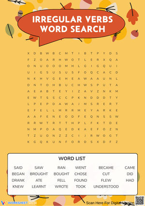 Irregular Verbs Word Search Puzzle